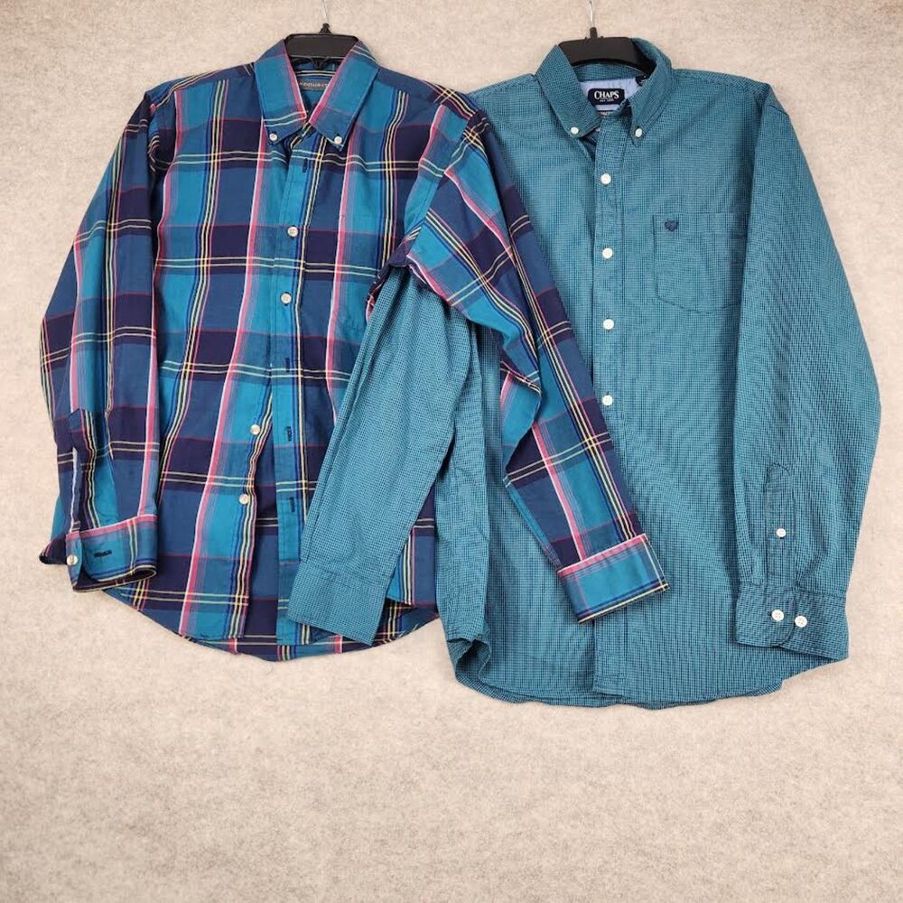 Chaps-Andhurst Men's 2 Shirt Bundle Size Medium Preppy Retro Indie